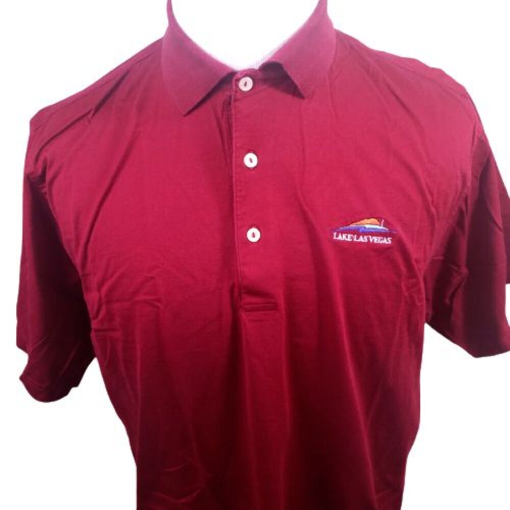 PETER MILLAR Golf Shirt Mens M Crown Sport Cotton Polo Lake Las Vegas Logo Red